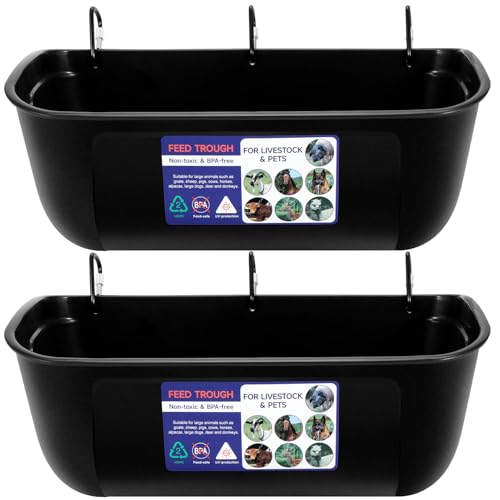 Goovilla Large Feed Trough, Hanging or Screw-in, 2 Pack 9 Quart, Black - color: Black, size: 9 Quart