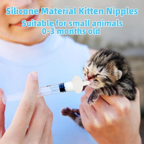 Kitten Nipples for Feeding Puppy Bottle with Nipple and Syringe