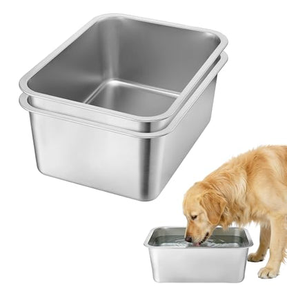 MEWTOGO 2Pcs 4 Gallons Food Grade Stainless Steel Extra Large Dog Bowls - size: 4 Gallons