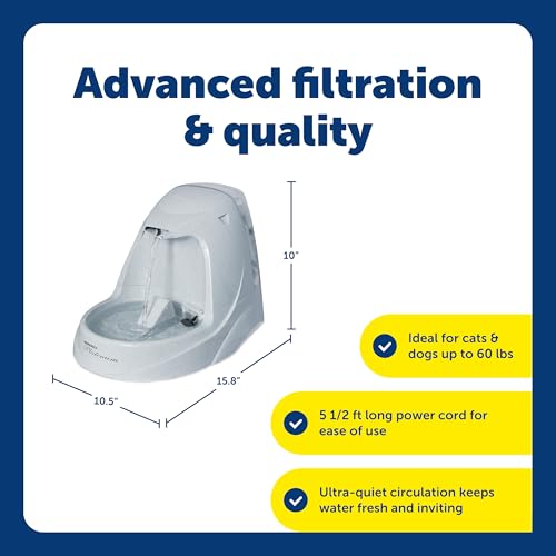 PetSafe Drinkwell Platinum Cat Water Fountain, 168 oz/5L, Grey | Free-Falling Stream Encourages Drinking, Dishwasher Safe, Large Capacity, Includes Replaceable Carbon Filter