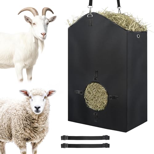 Hay Bags for Goats, 27.5" x 17.5" x 9.8" Hay Feeder, Plastic Release Buckle - color: 1 Pc without storage bag