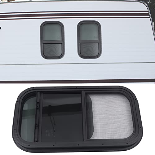 Vertical Sliding Black RV Window for Teardrop, Cargo, Horse Trailer, Marine Camper Window Replacement,12" Wide x 22" Tall (12"x22") - size: 12"x22"