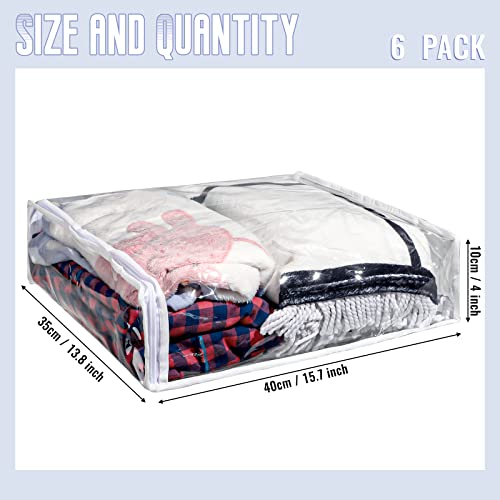 Shappy 6 Packs Clear Plastic Storage Bags with Zipper, 16 X 14 X 4 Inch | Sweater Bags, Moth Proof Protection, Vinyl, For Blankets Clothes Bed Sheet Comforters Pillows Quilt Closet Linen Organizer - size: 16 x 14 x 4 Inch
