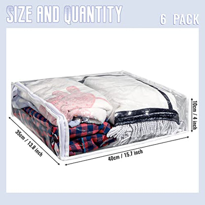 Shappy 6 Packs Clear Plastic Storage Bags with Zipper, 16 X 14 X 4 Inch | Sweater Bags, Moth Proof Protection, Vinyl, For Blankets Clothes Bed Sheet Comforters Pillows Quilt Closet Linen Organizer - size: 16 x 14 x 4 Inch