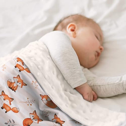 SANDJEST Fox Kid Blankets for Girl Boy - 30 x 40 Minky Blanket with Double Layer Dotted Backing - Shower Gifts for Nursery - color: Fox 1