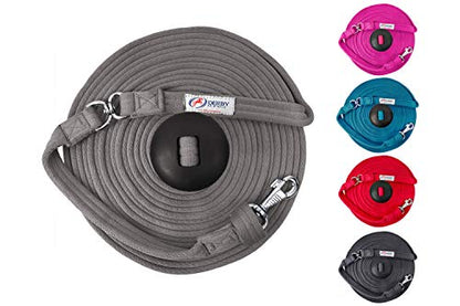 Premium Horse Training Super Soft Grip Swivel Lunge Line with Rubber Stopper with 6 Month Warranty and Replaceable Snap - color: Charcoal, size: 24'