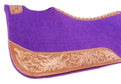 CHALLENGER Horse Saddle PAD Western Contoured Wool Felt Moisture Wicking Saddle Pad 39177 - color: Purple