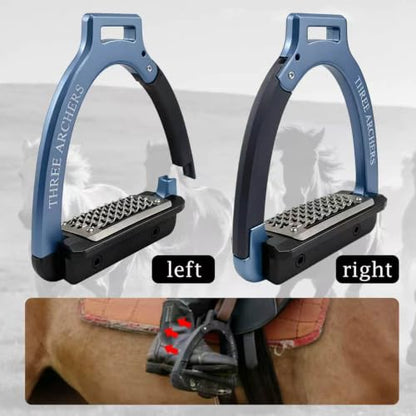 THREE ARCHERS Safety Stirrups Side Opening Design for English Saddle - color: blue