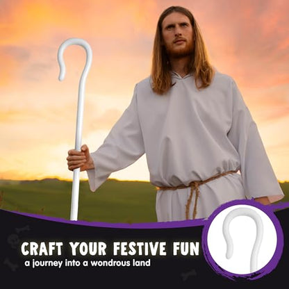 Spooktacular Creations White Shepherd Staff, Bo Peep Cane Shepherds Hook Prop Shepherdess Costume Accessories for Men Women Halloween Party