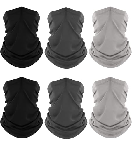 Fuinloth Neck Gaiter, 6 Pack Cooling UV Protection Bandana Face Mask Gator - color: 2 Black+2 Gray+2 Light Gray