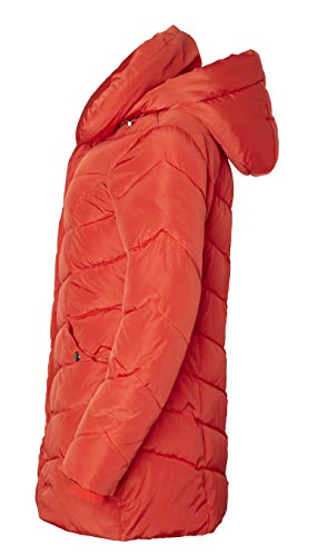 Sportoli Womens Winter Fleece Lined Chevron Quilted Puffer Jacket Coat with Hood - color: Red, size: Small