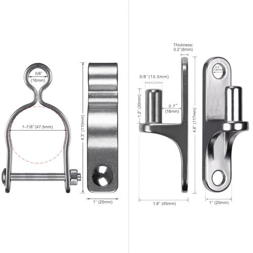 Insaga 2Pack Heavy Duty Wall Mount Gate Hinges, 304 Stainless Steel Chain Link Fence Gate Hinges for Farm, 1-7/8" Pipe Gate Hinge with 5/8" Pin, T-Post Gate Hinge Kit for Wooden & Metal Fence - size: 1-7/8''-2Pack