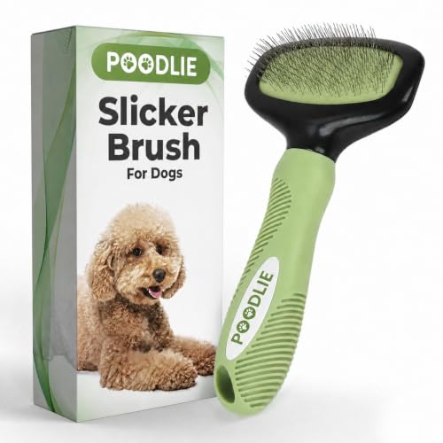 Poodle Pet Slicker Brush - For Dogs, Cats, Rabbits - Matted/Loose Fur, Knots - Suitable for Doodle/Goldendoodle Grooming and Shredding Short/Long Hair (Green) - color: Green, size: Regular Size