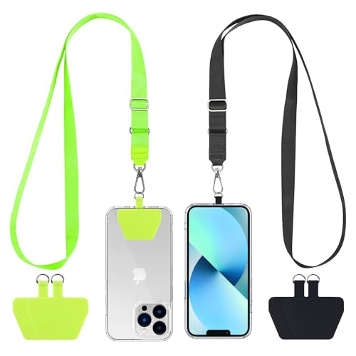 CACOE Phone Lanyard, Black+Green, 2 Pcs - color: Black+green, size: 21.65"