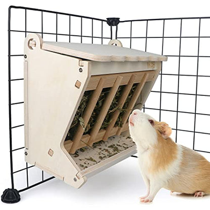 Pet Wooden Hay Feeder for Rabbits, Guinea Pigs, and Chinchillas