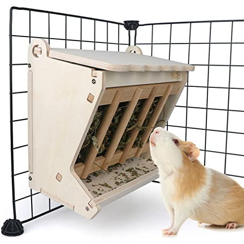Pet Wooden Hay Feeder for Rabbits, Guinea Pigs, and Chinchillas