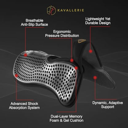 Kavallerie Gel Saddle Pad - Helps with Saddle Bridging, Sore Back, Swayed Back, High Withers English Bareback Pad for Horses, Protective, Perfect for Eventing, Schooling, Dressage - size: Memory Foam Gel