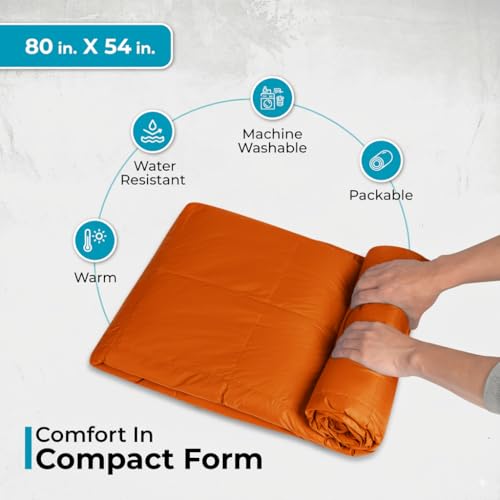 Puffy Blanket for Cold Weather - Down Camping Blanket with Sustainable Insulation, Lightweight & Warm Outdoor Camping Quilt, Water-Resistant, Compact & Packable - color: Sundrift