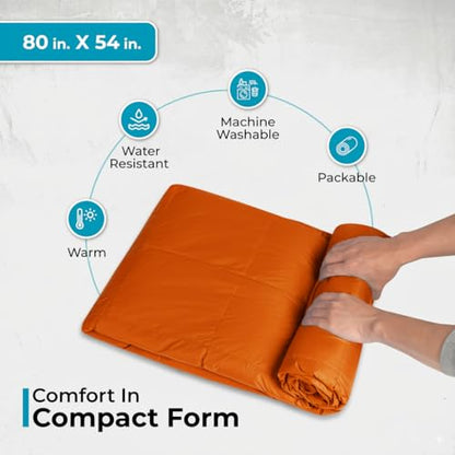 Puffy Blanket for Cold Weather - Down Camping Blanket with Sustainable Insulation, Lightweight & Warm Outdoor Camping Quilt, Water-Resistant, Compact & Packable - color: Sundrift