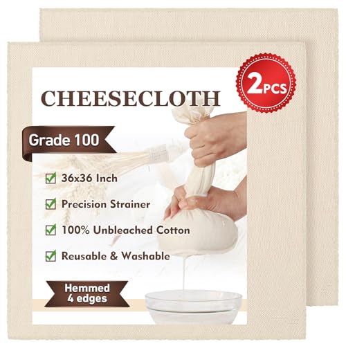 TOPULORS 2-Pack Cheesecloth, 36x36 In Unbleached Cotton Straining Cloth - size: 2 PCS- 36x36 Inch （2 Yards）