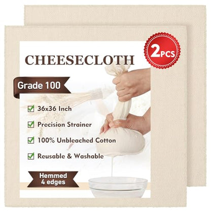 TOPULORS 2-Pack Cheesecloth, 36x36 In Unbleached Cotton Straining Cloth - size: 2 PCS- 36x36 Inch （2 Yards）