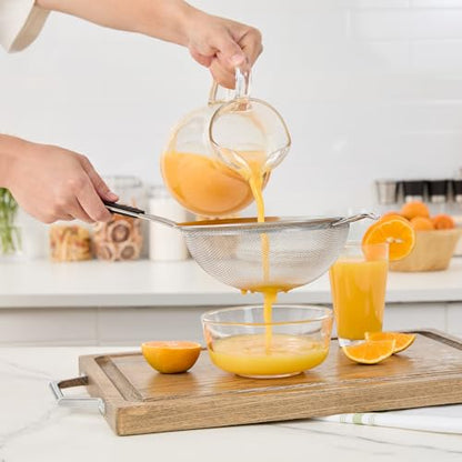 Restaurantware Fine Mesh Strainer 1 Count 15" x 7.8" x 3" with Silicone Handle Stainless Steel Extra Fine Mesh Strainer Heat-Resistant Handle Dishwasher-Safe for Rice, Quinoa, Pasta - size: Standard, Extra Fine Mesh-7 3/4"
