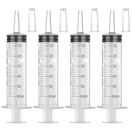 60ml Syringes without Needle, Large Plastic Liquid Syringe, 4 Pack