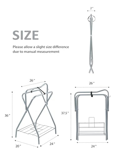 Tackmore Freestanding Saddle Rack Accommodates English Western Saddles Lightweight Foldable Space Saving Saddle Stand - color: Silver