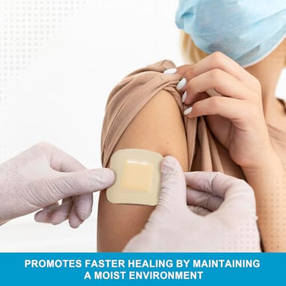 Medvance Waterproof Adhesive Bordered Foam Dressing, 4"x4", Box of 5 | Individually Wrapped - Highly Absorbent Bandages - Semi-Permeable Foam Wound Dressing Pads - size: 4"X4"