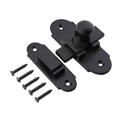 Renovators Supply Manufacturing Black Slide Bolt Door Latch 3.25" X 1.25" Antique Wrought Iron Small Metal Sliding Latches for Windows Or Cabinet Doors Rust Resistant Locks with Hardware - size: Pack of 1