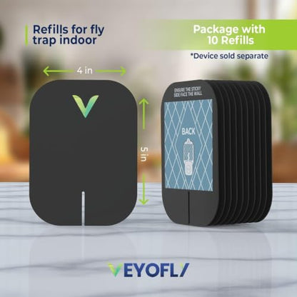 VEYOFLY Official Refill Fruit Fly Traps Indoor, Gnat Trap | 10-Pack - color: Black, size: 10 Refills