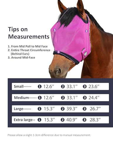 Harrison Howard All Round Mesh Horse Fly Mask UV Protective with Fleece Padded Edging Purple XL - color: Purple, size: X-Large (Warmblood)