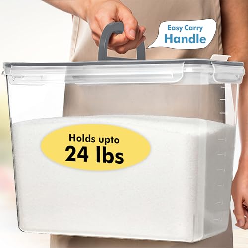 Shazo 2 PC (11L | 372 oz) Flour Sugar Storage Containers with Spout Lid & Easy Carry Handle - BPA Free Extra Large Airtight Food Storage Containers with Lids - Rice Canisters Sets for Kitchen & Pantry - color: Gray