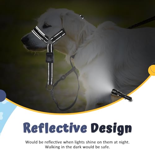 BARKLESS Dog Head Collar, Soft No Pull Head Halter with Safety Link - size: M (Snout 8¼”-10”)