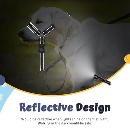 BARKLESS Dog Head Collar, Soft No Pull Head Halter with Safety Link - size: L (Snout 10"-12")