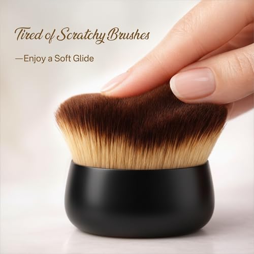 Streak-Free Kabuki Self Tanner Brush, Large Body Makeup Brush,Soft Dense Body Brus h for Self Tanner, Vegan Tanning Brush for Self Tan, Even Coverage, Ideal for Mousse, Lotion & Bronzing Foam, Black - color: Black