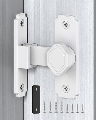 Pocket Door Lock, 90 Degree Latch, Barn Door Hardware White 1PC - color: White-1 Pc