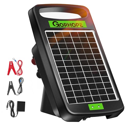 5 Miles Solar Electric Fence Charger,0.11J Powered 24-Hour Protection - size: GOR11 (5M0.11J)