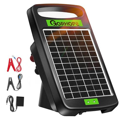 5 Miles Solar Electric Fence Charger,0.11J Powered 24-Hour Protection - size: GOR11 (5M0.11J)
