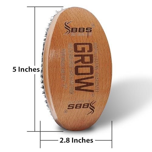 GROW Beard Brush & 360 Wave Brush for Men - Natural Boar Bristle For Fuller, Thicker Hair, Beard & Mustache - Premium Full-Size to Exfoliate, Strengthen Hair, Stimulate & Boost Growth (Pack of 2) - size: XL Brush (Pack of 2)