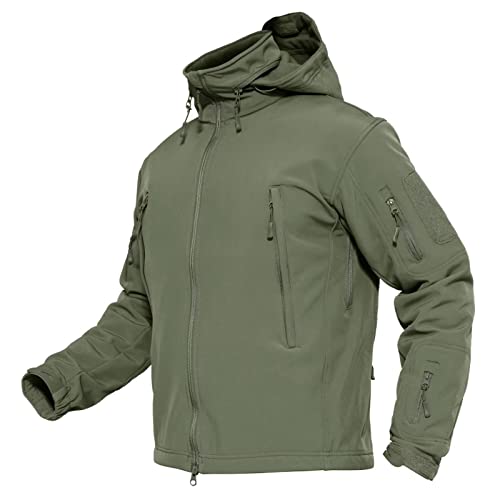 MAGCOMSEN Men's Tactical Jacket Winter Snow Ski Water Resistant - color: Army Green, size: X-Large