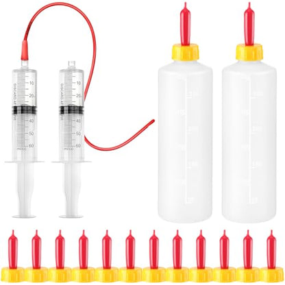 Havawish Lamb & Goat Bottle Kit - 18 Pcs, 2 x 400ml Lamb Bottles, 12 Animal Milk Drink Nipples, Goat Feeding Tube Kit