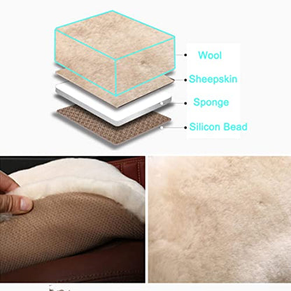 OGLAND 2 Pack Fuzzy Sheepskin Car Seat Covers for Soft Fur Wool Cushions - color: Pearl