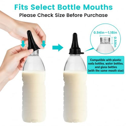 6-Pack Black Silicone Lamb & Goat Bottle Nipples, No Bottle Included | 6 black silicone nipples only; bottle not included; fits select soda/water bottles; check mouth size first