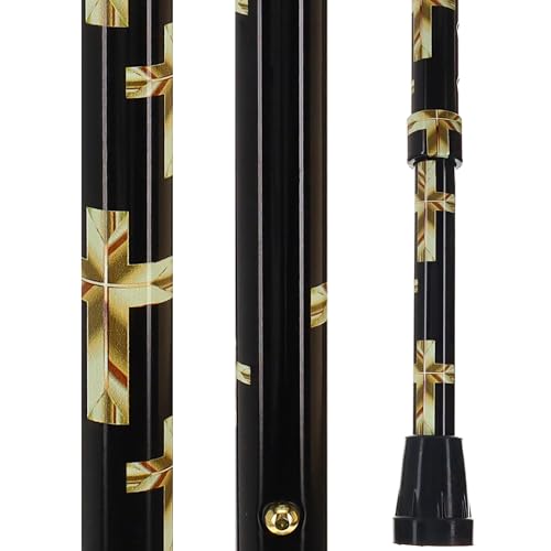 Royal RC Canes Walking Sticks for Men and Women - Stylish Designer Fashionable Adjustable Derby Canes - Lightweight Aluminum Cool Walking Sticks with HD Patterns - color: Golden Cross (Multicolor)