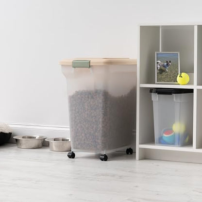 IRIS USA Dog Food Storage Container, Up to 58 lbs, Almond, Made in USA - color: Almond, size: 58 lbs