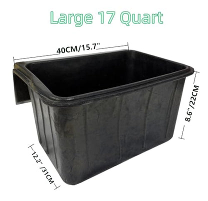 17 Quart Horse Trough Feed Bucket Rubber Feed Pan Hook Over Feeder for Goats Cows Cattle,Heavy Duty