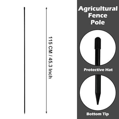 Sunnyglade 45.3" 25PCS Fiberglass Electric Fence Posts with 100 Metal Loops