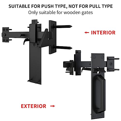 Sdstone Heavy Duty Gate Latch for Wooden Fence，Two Sided Gate Latch for Outdoor Fence， Door Latch Gate Hardware for Wooden Gates, Pool Gate, Backyard, Garden（Black） - style: GL-2