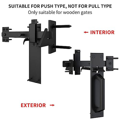 Sdstone Heavy Duty Gate Latch for Wooden Fence，Two Sided Gate Latch for Outdoor Fence， Door Latch Gate Hardware for Wooden Gates, Pool Gate, Backyard, Garden（Black） - style: GL-2